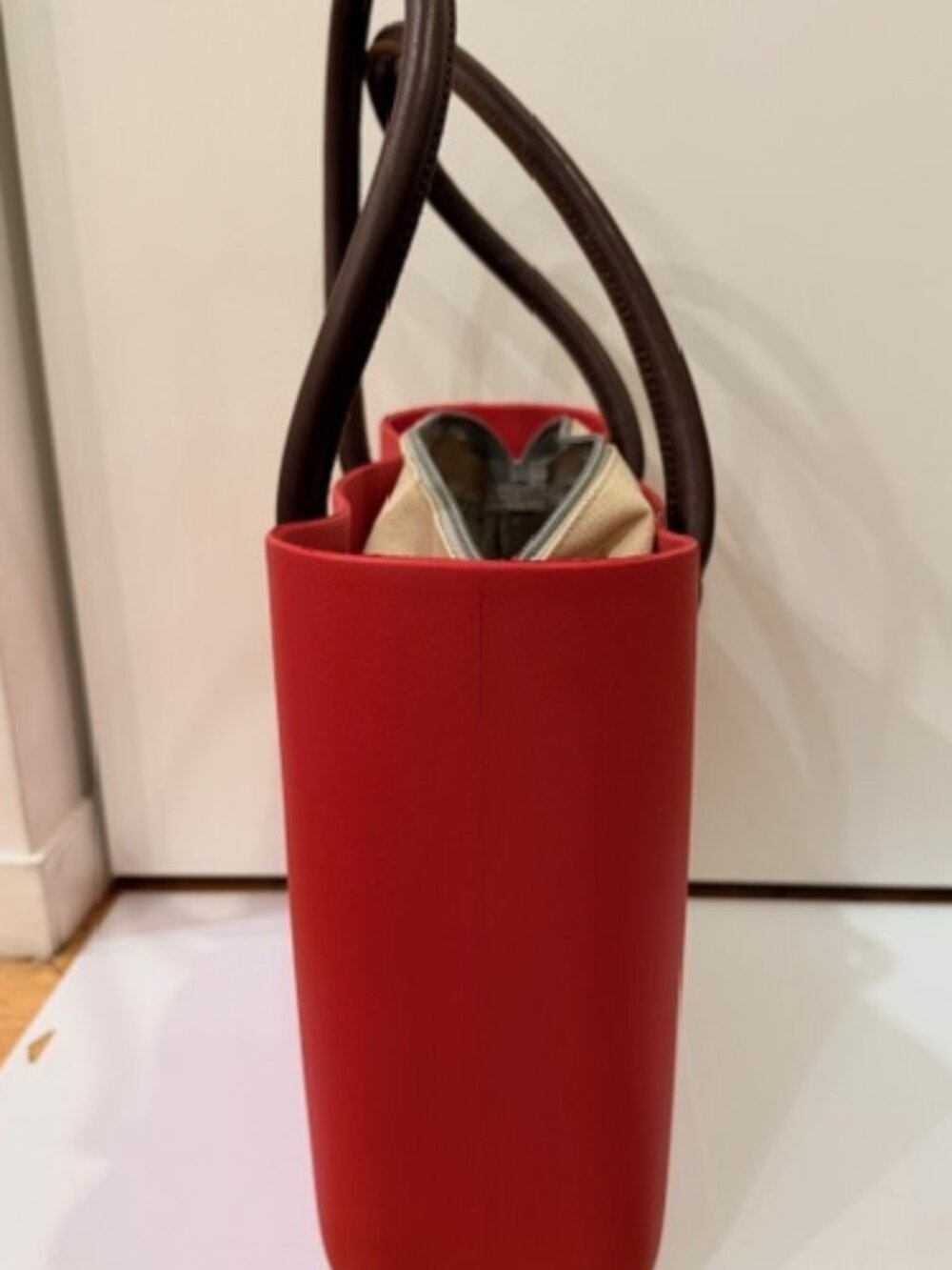 O Bag Italy Tote –Red, Removable Handles & Insert, Extra Tan Handles Included - Picture 2 of 10